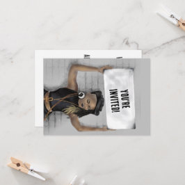 サインを持つ黒人女性 招待状