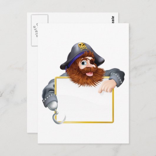 サインを指さす幸せな海賊 ポストカード (正面/裏面)