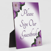 サインアワーゲストブックダリアパープルラベンダーフローラ フォトプラーク (側面)