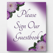 サインアワーゲストブックダリアパープルラベンダーフローラ フォトプラーク (正面)