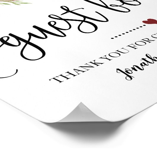 サインウアゲストボードウェディングシャワーマルサラフローラ ポスター (角)