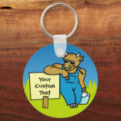 サインキーチェーン付き牛 キーホルダー (正面)