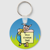 サインキーチェーン付き豚 キーホルダー (正面)