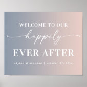 サイングラデーション後の幸せな気持ちへのピンクの歓迎 ポスター (正面)