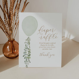 サイングリーンバルーン赤ちゃんシャワーおむつラッフルサイン 台座サイン