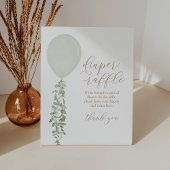 サイングリーンバルーン赤ちゃんシャワーおむつラッフルサイン 台座サイン