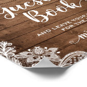 サインゲストブック素朴フローラストリングライトレース ポスター (角)