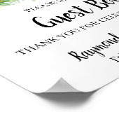 サインゲストブック結婚のひまわり緑の看板 ポスター (角)