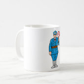 サインストップマグを持つ役員 コーヒーマグカップ (正面左)