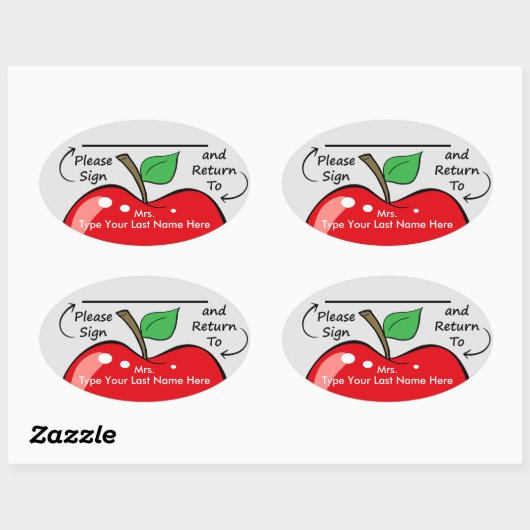 サインパーソナライズされたとリターンの先生シール 楕円形シール (シート)
