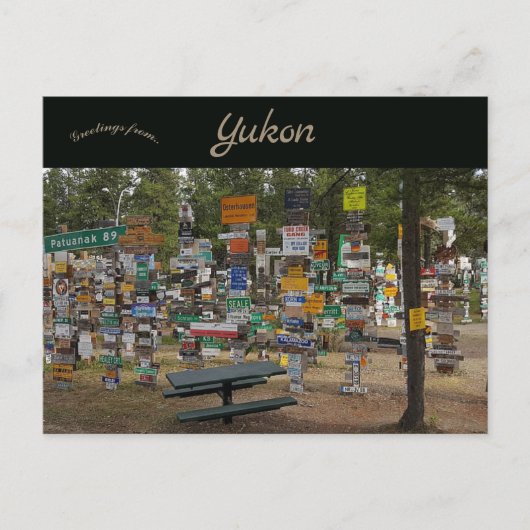 サインポストフォレストワトソン湖ユーコンカナダ ポストカード (正面)