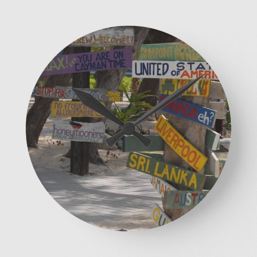 サインポストラムポイントグランドケイマン ラウンド壁時計 (正面)