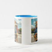 サインレインボー付きFDT猫 ツートーンマグカップ (中央)