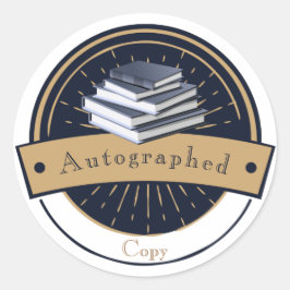 サイン入りのコピー、スタックされた本 ラウンドシール