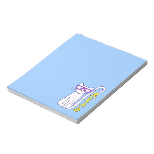サイン入り紫の眼鏡を使った読白猫 ノートパッド (回転)