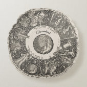 サイン占星術のスターマップ天文学ラウンドピロー ラウンドクッション (正面)