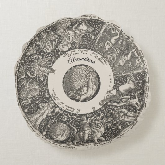 サイン占星術のスターマップ天文学ラウンドピロー ラウンドクッション (裏面)