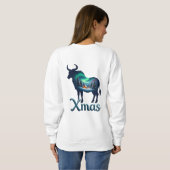 サイン占星術のタウラスクリスマスお祝い スウェットシャツ (裏面フル)