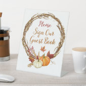 サイン私たちのゲストブックサイン – 秋の収穫テーマ 台座サイン (インサイチュ)
