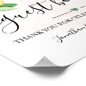 サイン私たちのゲストボードウェディングレセプションレモンズピンク ポスター (角)