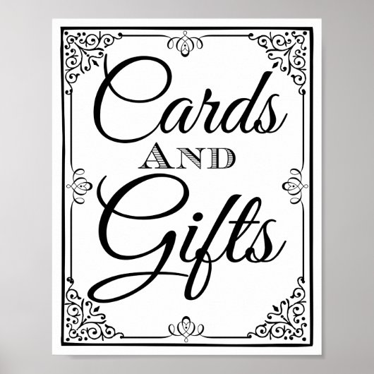 サイン結婚カードとギフトテーブル ポスター (正面)