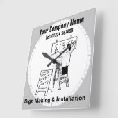 サイン製作＆取付。サイン製作者オフィス スクエア壁時計 (傾斜)