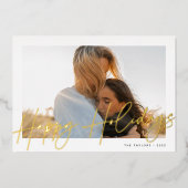 サイン |ハッピーホリデー横の写真 箔シーズンカード (正面)