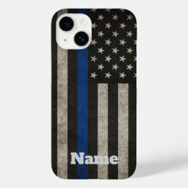 サイン ブルー ライン ディストressed アメリカ国旗 フォンケース Case-Mate iPhone 14ケース