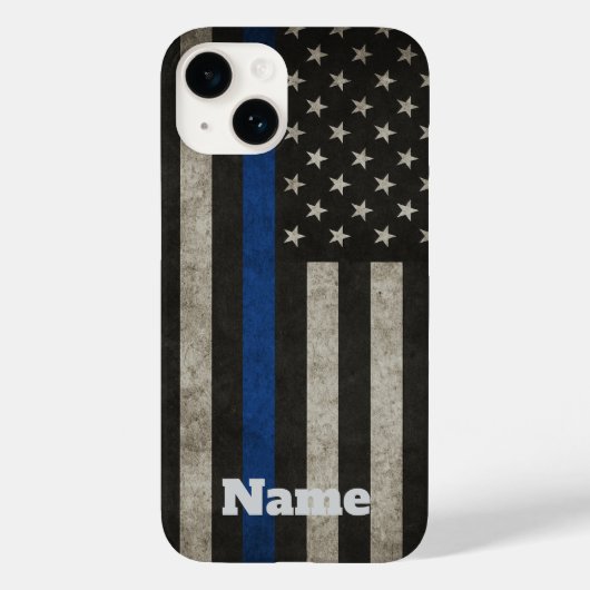 サイン ブルー ライン ディストressed アメリカ国旗 フォンケース Case-Mate iPhoneケース (裏面)