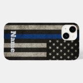 サイン ブルー ライン ディストressed アメリカ国旗 フォンケース Case-Mate iPhoneケース (裏面 (横))