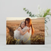 サイン | Merry Christmas Horizontal Photo 箔シーズンカード (立ち正面)