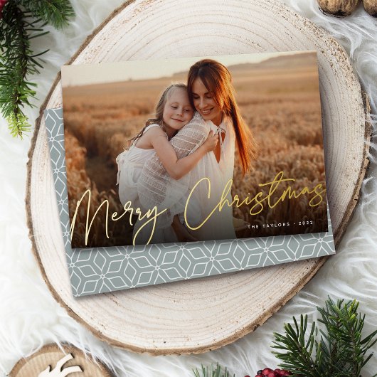 サイン | Merry Christmas Horizontal Photo 箔シーズンカード