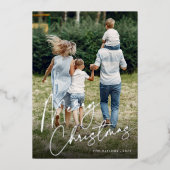 サイン | Merry Christmas Vertical Photo 箔シーズンカード (正面)