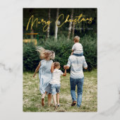 サイン | Merry Christmas Vertical Photo 箔シーズンカード (正面)