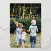 サイン | Merry Christmas Vertical Photo 箔シーズンカード (正面)