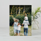 サイン | Merry Christmas Vertical Photo 箔シーズンカード (立ち正面)