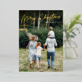 サイン | Merry Christmas Vertical Photo 箔シーズンカード (立ち正面)
