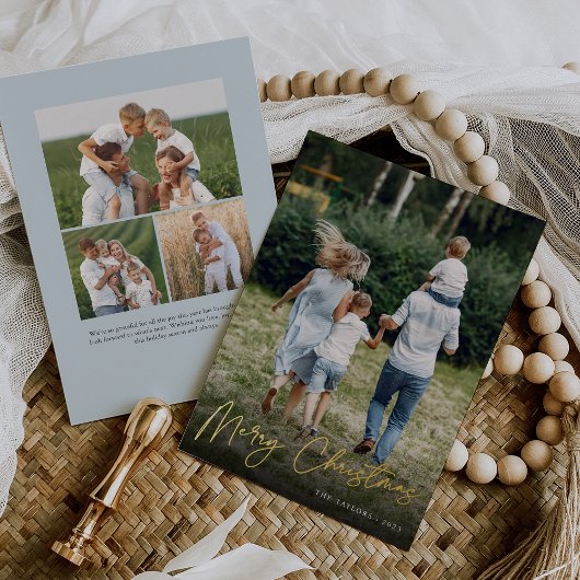 サイン | Merry Christmas Vertical Photo 箔シーズンカード