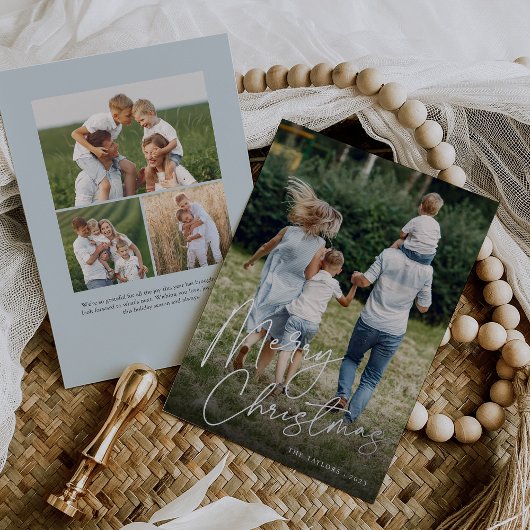 サイン | Merry Christmas Vertical Photo 箔シーズンカード