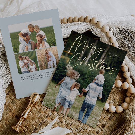サイン | Merry Christmas Vertical Photo 箔シーズンカード