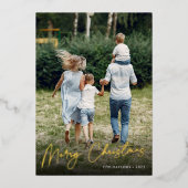 サイン | Merry Christmas Vertical Photo 箔シーズンカード (正面)