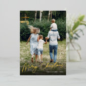 サイン | Merry Christmas Vertical Photo 箔シーズンカード (立ち正面)
