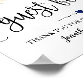 サインourゲストブックウェディングシャワーネイビーブルゴーニュ ポスター (角)