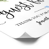 サインourゲストボードウェディングシャワーブルーフローラ ポスター (角)