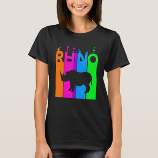 サイ動物の虹の泡(シルエット) Tシャツ