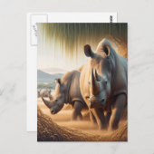 サイ威厳のあるノとサイの出会い ポストカード (正面/裏面)