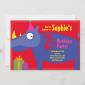 サイ・アニマル・キッドバースデーパーティ招待状 招待状 (正面)