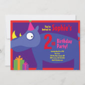 サイ・アニマル・キッドバースデーパーティ招待状 招待状 (正面)