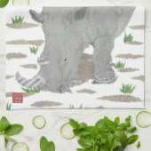 サイ、サイ、アフリカ、動物、野生生物 キッチンタオル (折り畳み)