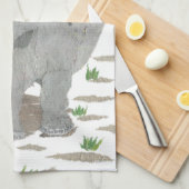 サイ、サイ、アフリカ、動物、野生生物 キッチンタオル (四つ折り)